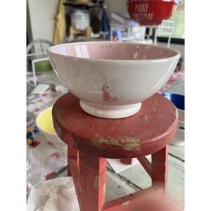 Rae Dunn Pink Bunny Hop Bowl Easter Pottery Magenta NWT 2017‎